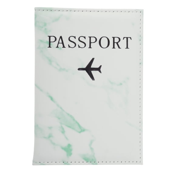 Unique Bargains 1 Pc Passport Holder Marble Pattern Airplane Passport Sleeve Light Green