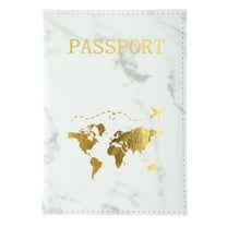 Unique Bargains 1 Pc Passport Holder Marble Pattern Map Passport Sleeve White Gray