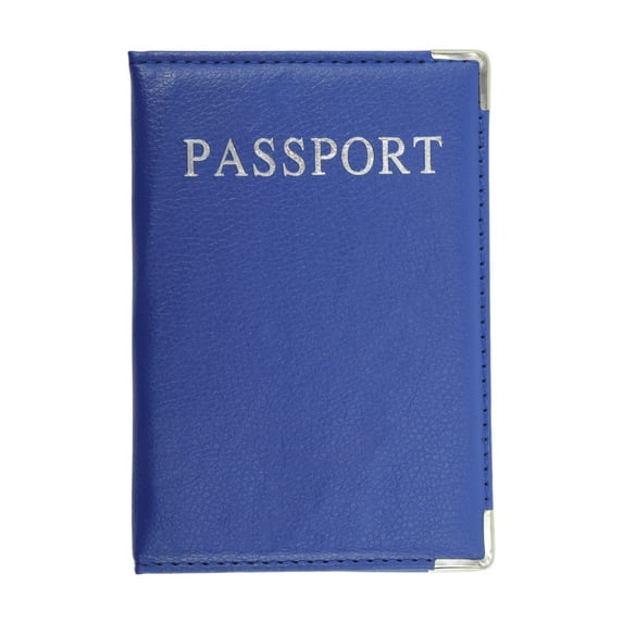 Unique Bargains 1 Pc Passport Holder Metallic Edge Passport Sleeve Blue