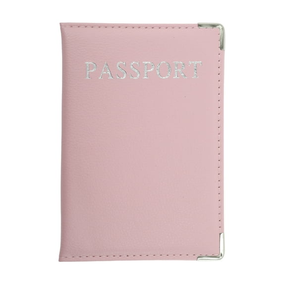 Unique Bargains 1 Pc Passport Holder Metallic Edge Passport Sleeve Pink