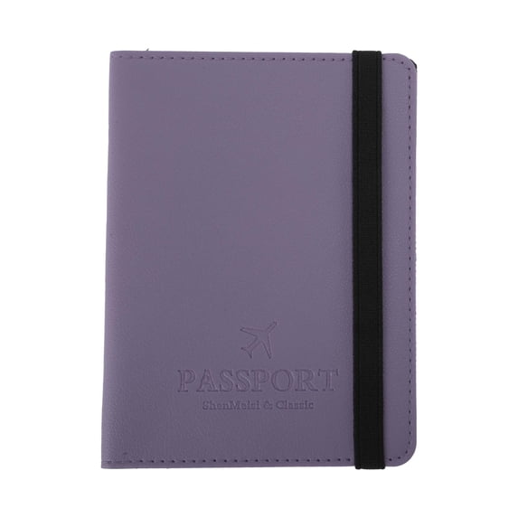 Unique Bargains 1 Pc Passport Holder Simple Elastic Strap Passport Sleeve Purple