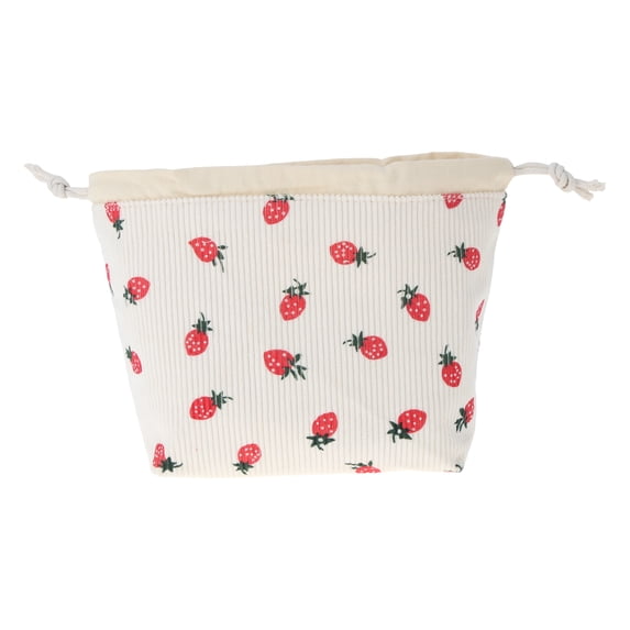 Unique Bargains 1 Pc Pattern Design Drawstring Makeup Bag Beige Red Polyester