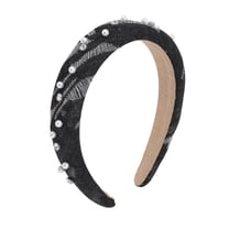 Unique Bargains 1 Pc Pearl High Cranium Sponge Headbands Black