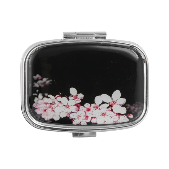 Unique Bargains 1 Pc Pill Case 2 Grid Rectangular Pill Box Black
