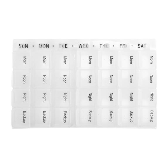 Unique Bargains 1 Pc Pill Case 28 Grid Removable Flap Pill Box White