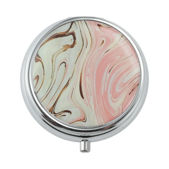 Unique Bargains 1 Pc Pill Case 3 Grid Round Abstract Pattern Pill Box Pink