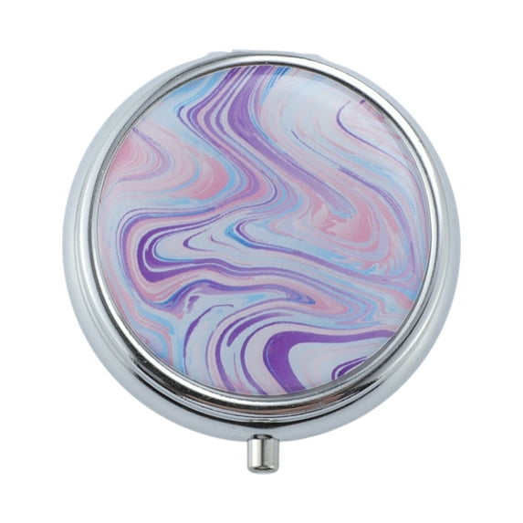 Unique Bargains 1 Pc Pill Case 3 Grid Round Abstract Pattern Pill Box Purple