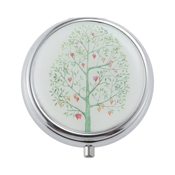 Unique Bargains 1 Pc Pill Case 3 Grid Round Tree Pill Box Light Green