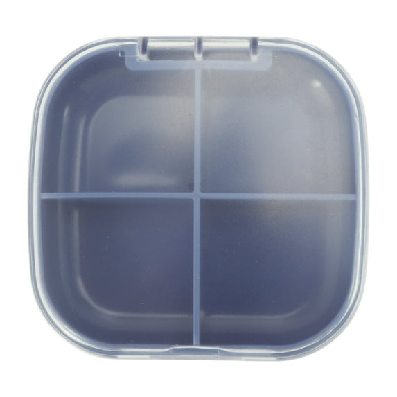 Unique Bargains 1 Pc Pill Case 4 Grid Portable Pill Box Blue