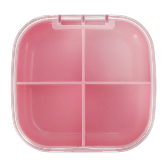Unique Bargains 1 Pc Pill Case 4 Grid Portable Pill Box Pink