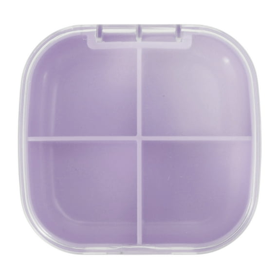 Unique Bargains 1 Pc Pill Case 4 Grid Portable Pill Box Purple