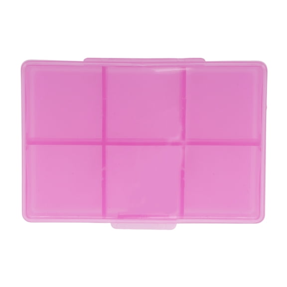 Unique Bargains 1 Pc Pill Case 6 Grid Clear Pill Box Pink