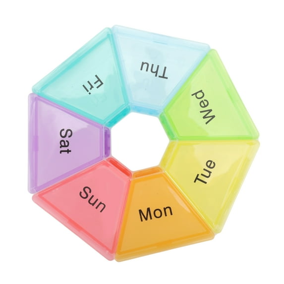 Unique Bargains 1 Pc Pill Case 7 Grid Colorful Pill Box White Colorful