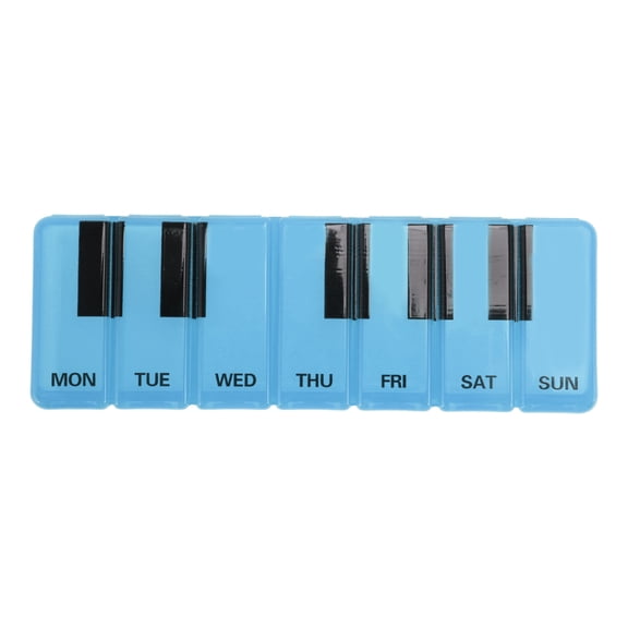 Unique Bargains 1 Pc Pill Case 7 Grid Piano Keys Pill Box Clear Blue