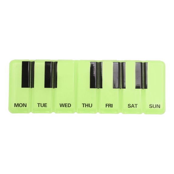 Unique Bargains 1 Pc Pill Case 7 Grid Piano Keys Pill Box Clear Green