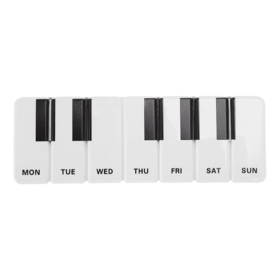 Unique Bargains 1 Pc Pill Case 7 Grid Piano Keys Pill Box White