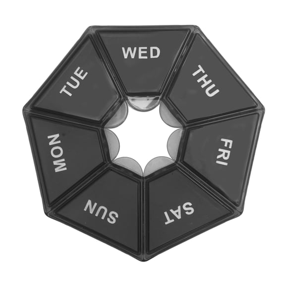 Unique Bargains 1 Pc Pill Case 7 Grid Polygonal Pill Box Black