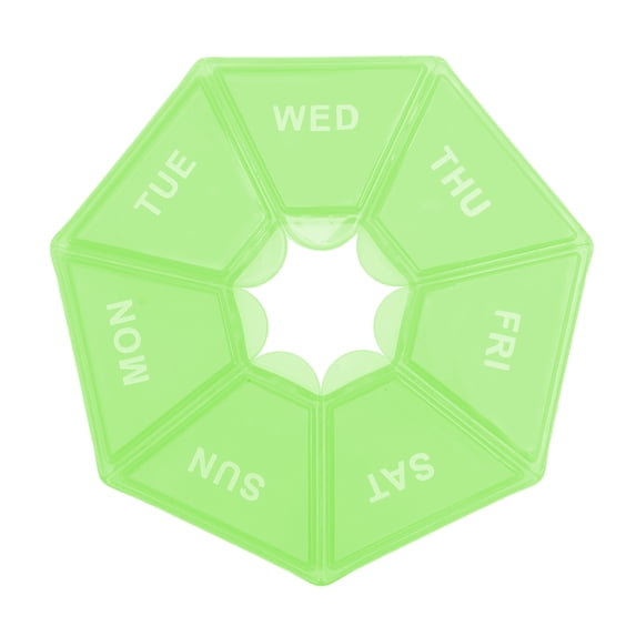 Unique Bargains 1 Pc Pill Case 7 Grid Polygonal Pill Box Light Green