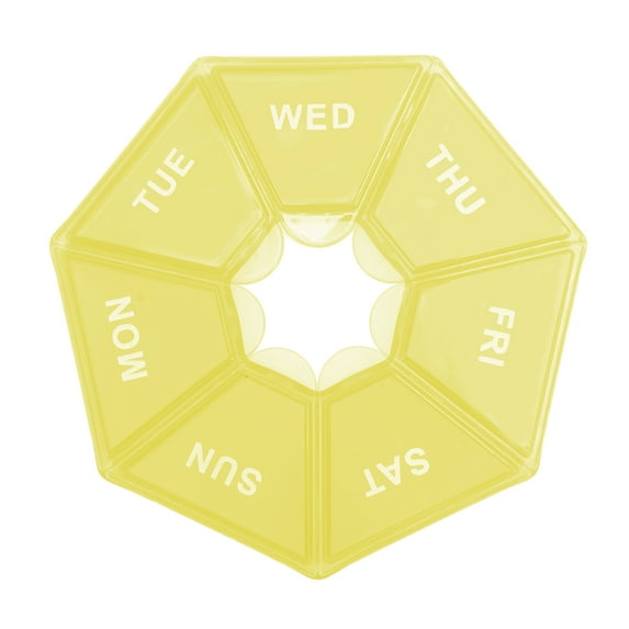 Unique Bargains 1 Pc Pill Case 7 Grid Polygonal Pill Box Yellow