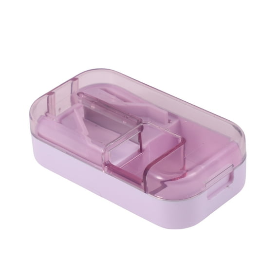 Unique Bargains 1 Pc Pill Cutter Portable for Travel Light Purple