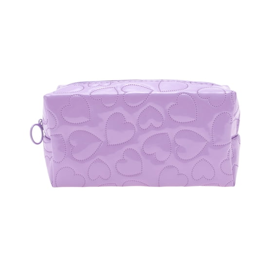 Unique Bargains 1 Pc Pillow Shape Heart Makeup Bag Purple PU