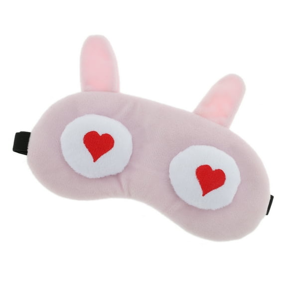 Unique Bargains 1 Pc Pink Love Eyes Sleep Mask Soft Eye Shade Cover for Light