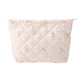 thumbnail image 1 of Unique Bargains 1 Pc Plaid Bow Makeup Bag for Versatile Use Pink, 1 of 5