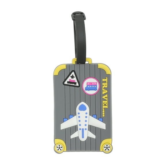 Unique Bargains 1 Pc Plane Luggage Tag for Travelling Gray Soft Rubber