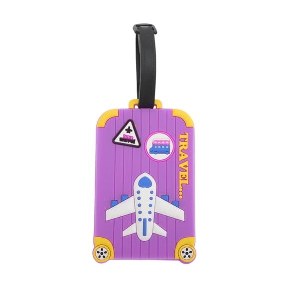 Unique Bargains 1 Pc Plane Luggage Tag for Travelling Purple Soft Rubber