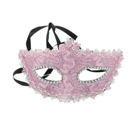 Unique Bargains 1 Pc Pointed Head Dragon-Design Half Face Party Mask for Masquerade Party Light Pink