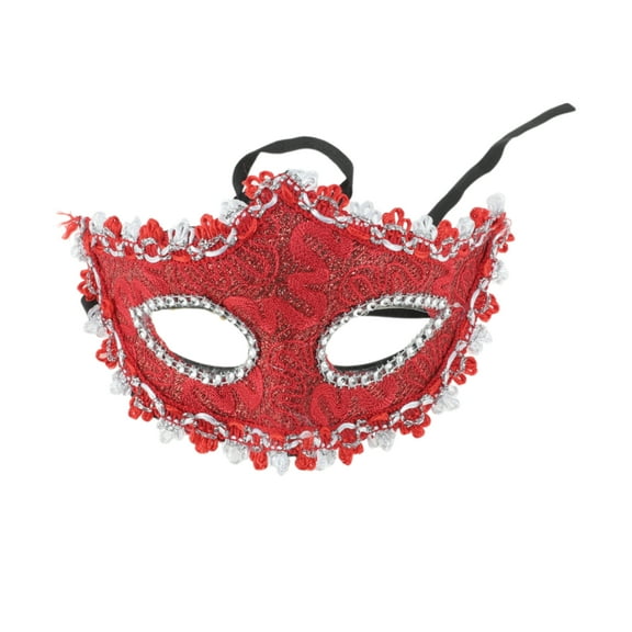 Unique Bargains Halloween Christmas 1 Pc Pointed Head Dragon-Design Half Face Party Mask for Masquerade Party Red