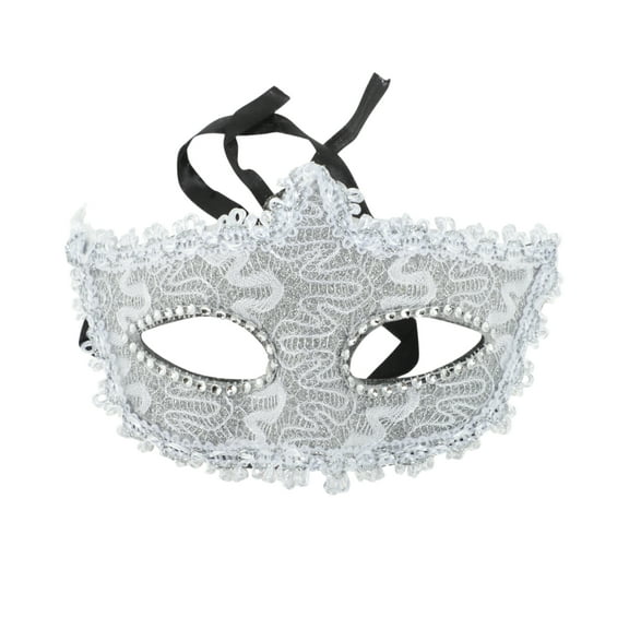 Unique Bargains 1 Pc Pointed Head Dragon-Design Half Face Party Mask for Masquerade Party Silver Tone