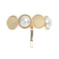 thumbnail image 1 of Unique Bargains 1 Pc Ponytail Buckle Hair Clip Faux Pearl Hair Ponytail Cuff for Women Beige Gold Tone, 1 of 5
