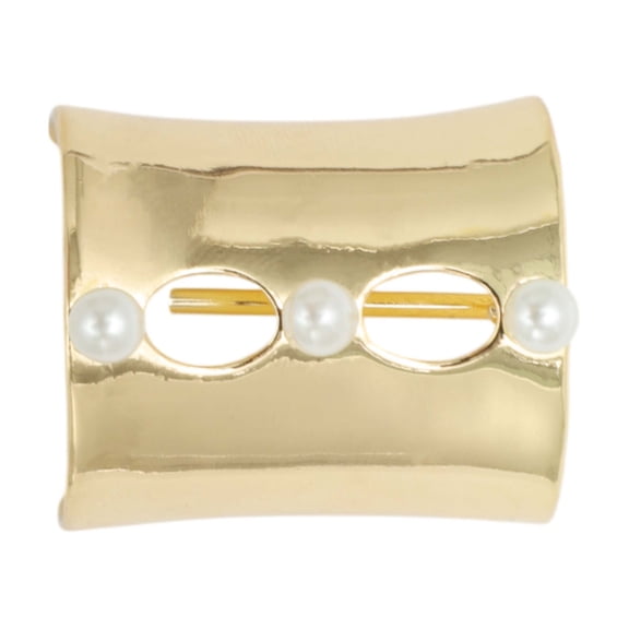 Unique Bargains 1 Pc Ponytail Buckle Hair Clip Faux Pearl U-shaped Hair Ponytail Cuff for Women Gold Tone