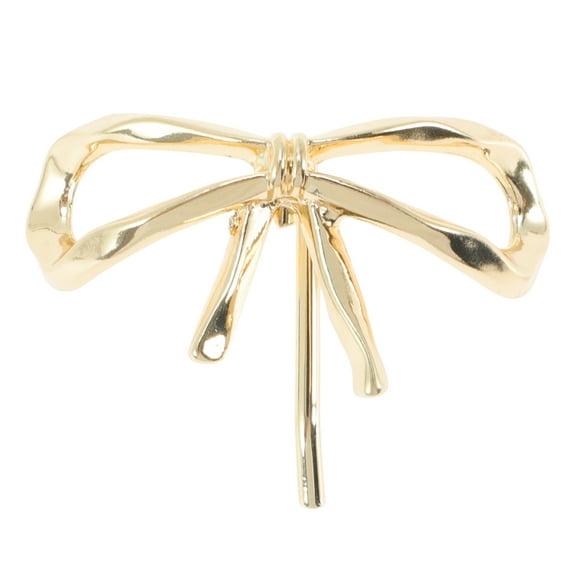 Unique Bargains 1 Pc Ponytail Buckle Hair Clip Hollow Bow Hair Ponytail Cuff for Women Gold Tone