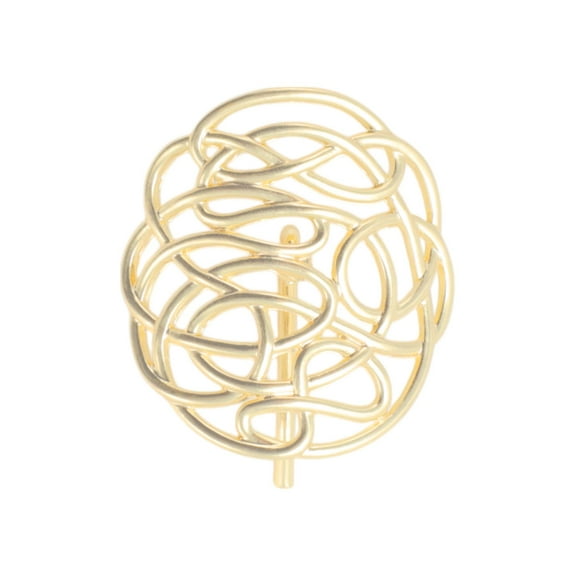 Unique Bargains 1 Pc Ponytail Buckle Hair Clip Oval Lines Hair Ponytail Cuff for Women Matte Gold Tone