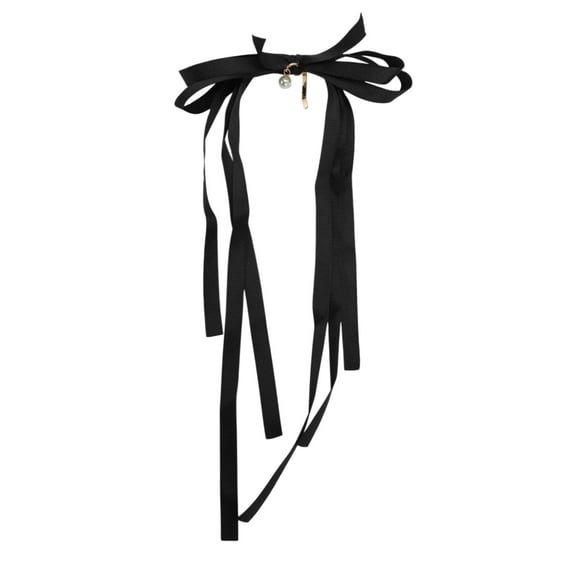 Unique Bargains 1 Pc Ponytail Buckle Hair Clip Ribbon Bow Hair Ponytail Cuff for Women Black