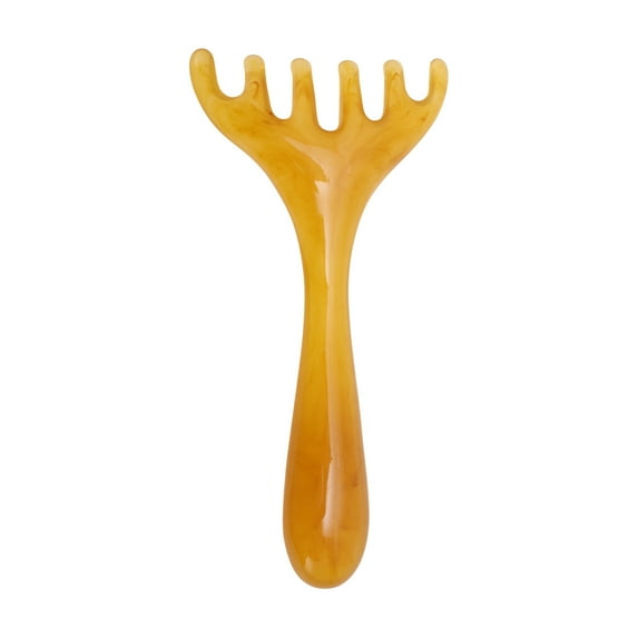 Unique Bargains 1 Pc Portable Antlers Head Massage Comb for Home Amber Resin