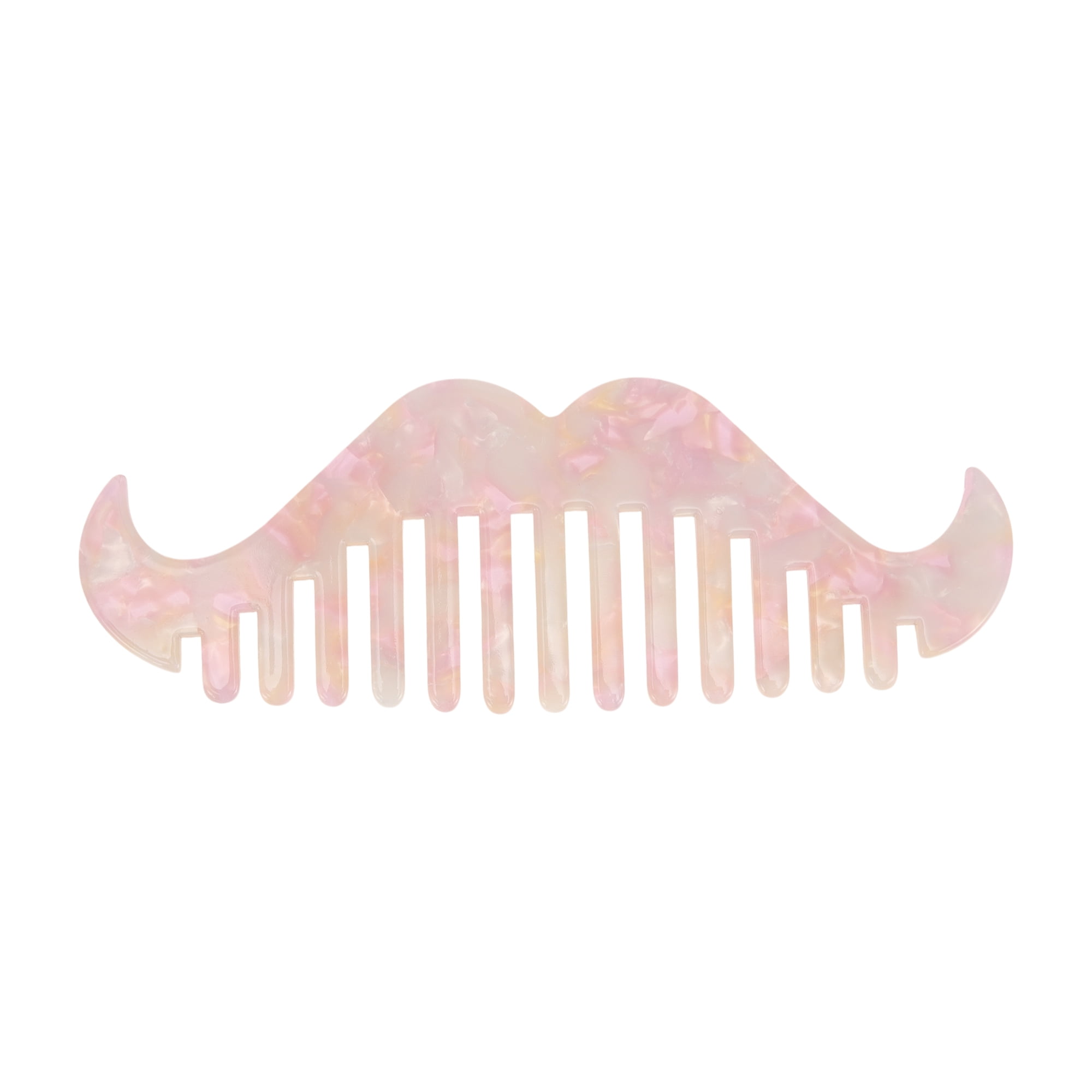 Unique Bargains 1 Pc Portable Beard Shaped Hair Comb for All Hair Types Styles Pink, White