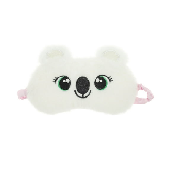 Unique Bargains 1 Pc Portable Cartoon Koala Eye Mask for Travel White Fleece