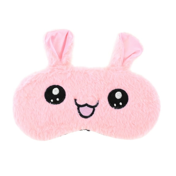 Unique Bargains 1 Pc Portable Cartoon Rabbit Eye Mask for Home Pink Fleece