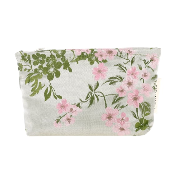Unique Bargains 1 Pc Portable Cherry Blossom Makeup Bag Polyester Green Medium