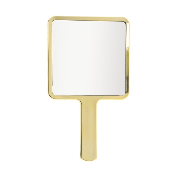 Unique Bargains 1 Pc Portable Chrome Handheld Mirror for Vacation Travel Gold Tone Plastic Glass