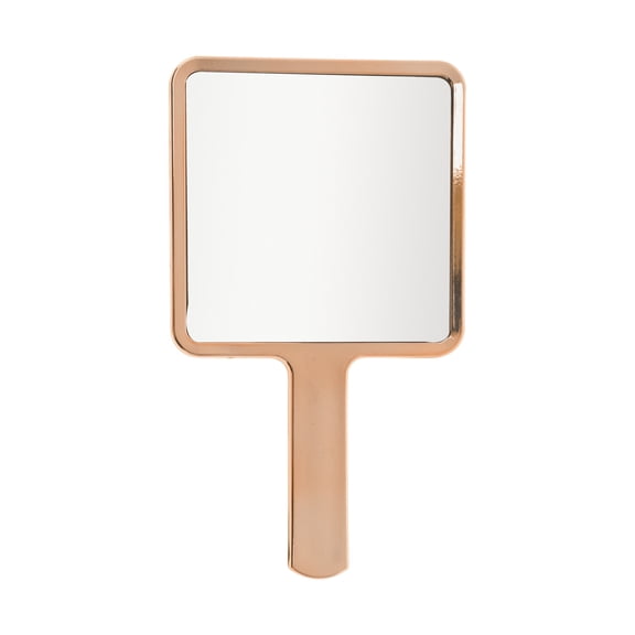 Unique Bargains 1 Pc Portable Chrome Handheld Mirror for Vacation Travel Rose Gold Tone Plastic Glass