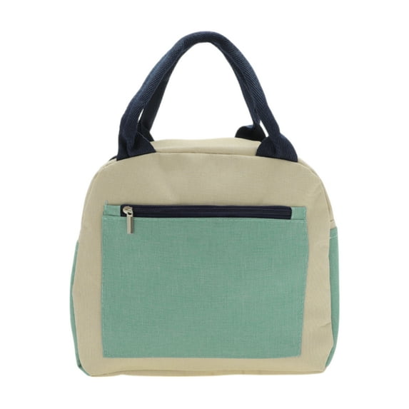 Unique Bargains 1 Pc Portable Color Matching Thermal Bag for Work 9.06"x5.51"x7.87" Beige Green