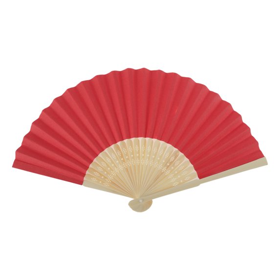Unique Bargains 1 Pc Portable DIY 7-Inch Blank Folding Fan for Masquerade Bamboom Paper Bright Red
