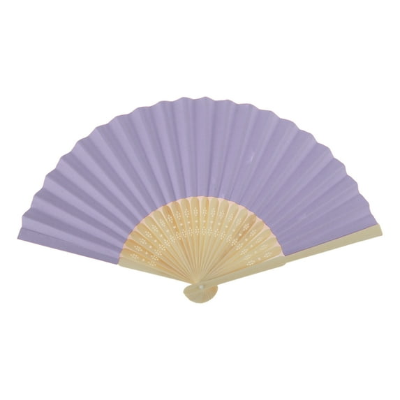 Unique Bargains 1 Pc Portable DIY 7-Inch Blank Folding Fan for Masquerade Bamboom Paper Light Purple