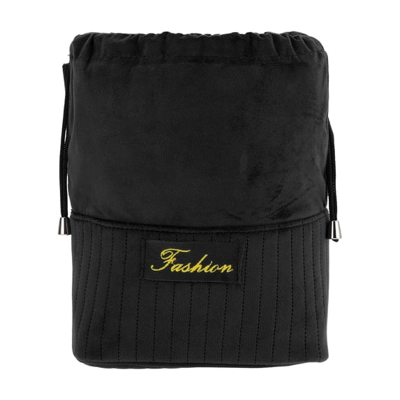 Unique Bargains 1 Pc Portable Drawstring Makeup Bag Black Velvet