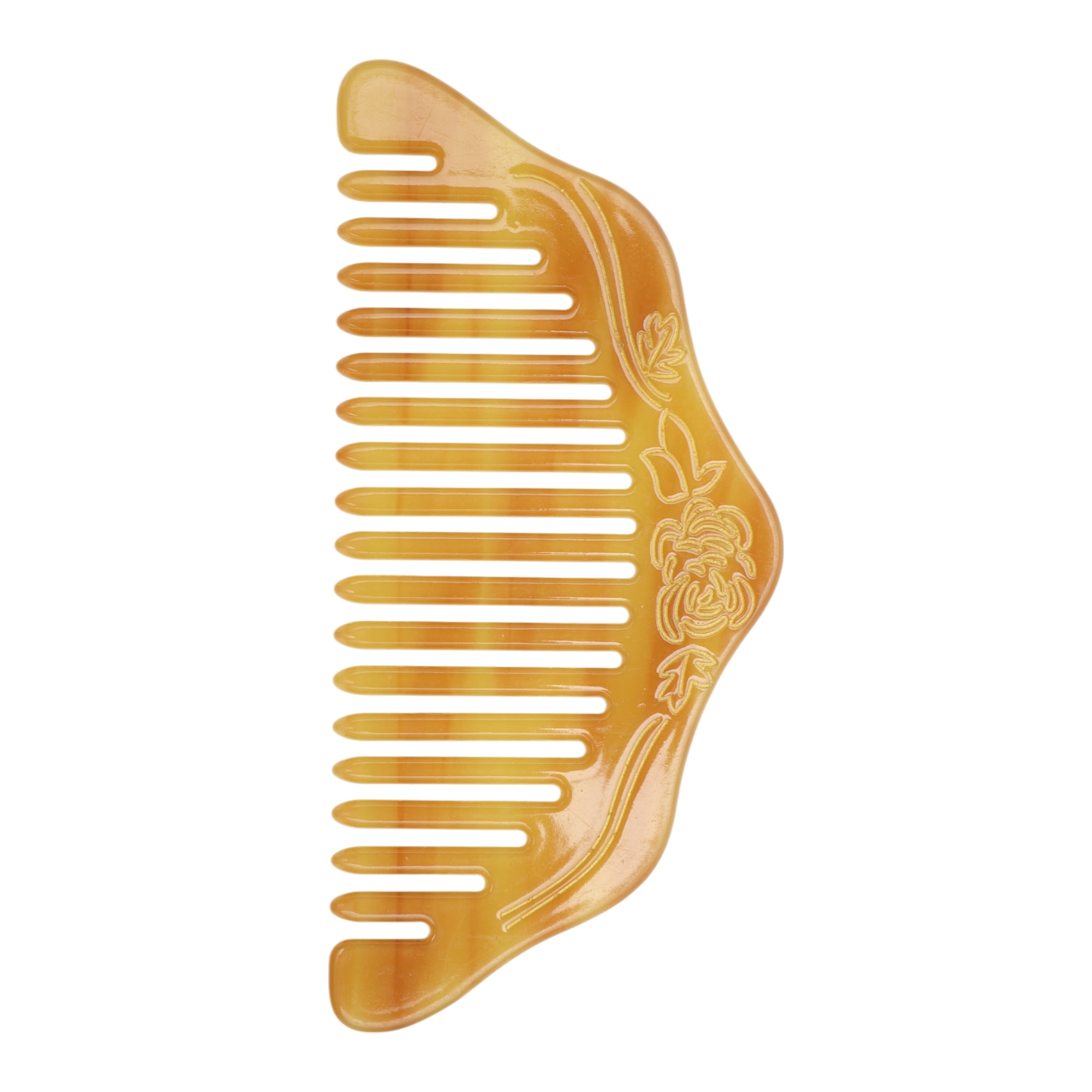 Unique Bargains 1 Pc Portable Floral Hair Comb Coffee Color for Making Hair Smooth