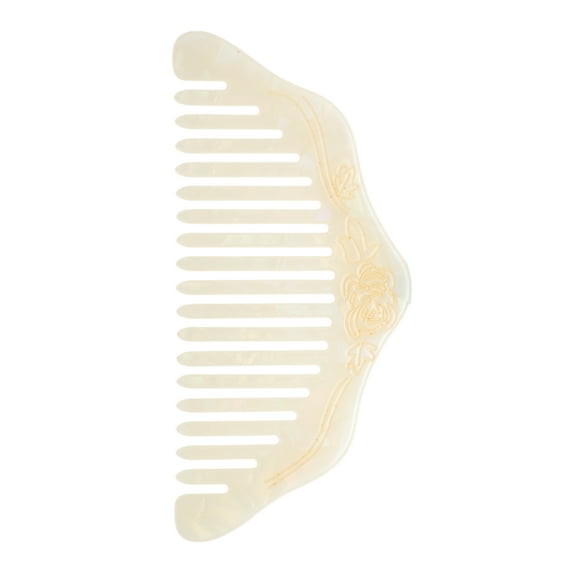 Unique Bargains 1 Pc Portable Floral Hair Comb White Acetate Sheet